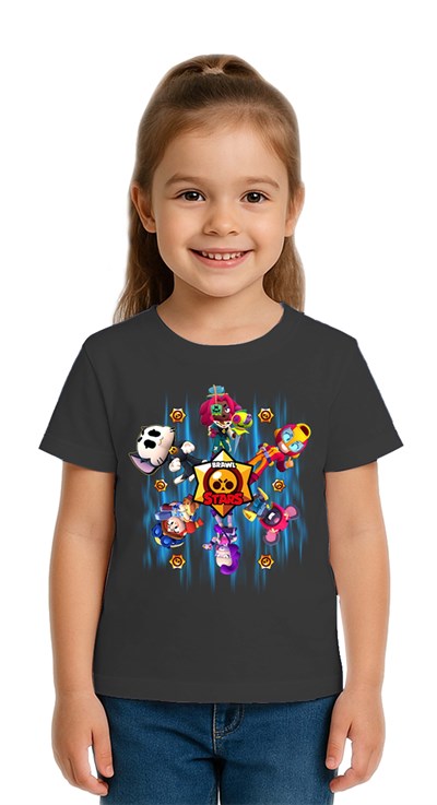 Unisex Brawl Stars Baskılı Çocuk Tişört pamuklu penye kumaş
