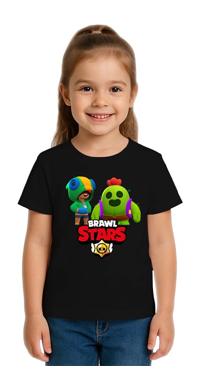 Unisex Brawl Stars Baskılı Çocuk Tişört pamuklu penye kumaş