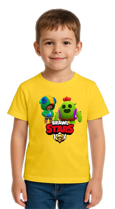 Unisex Brawl Stars Baskılı Çocuk Tişört pamuklu penye kumaş