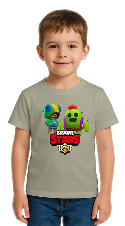 Unisex Brawl Stars Baskılı Çocuk Tişört pamuklu penye kumaş