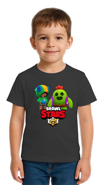 Unisex Brawl Stars Baskılı Çocuk Tişört pamuklu penye kumaş
