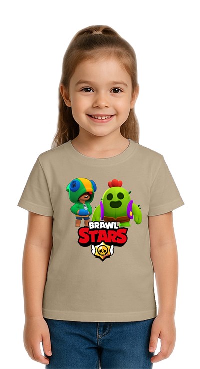 Unisex Brawl Stars Baskılı Çocuk Tişört pamuklu penye kumaş
