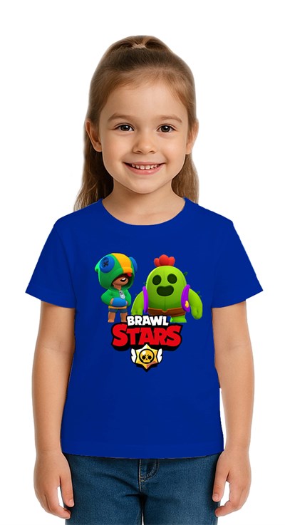 Unisex Brawl Stars Baskılı Çocuk Tişört pamuklu penye kumaş