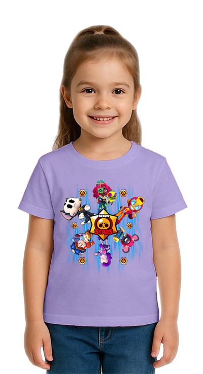 Unisex Brawl Stars Baskılı Çocuk Tişört pamuklu penye kumaş