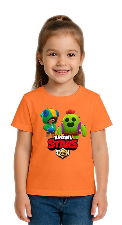 Unisex Brawl Stars Baskılı Çocuk Tişört pamuklu penye kumaş