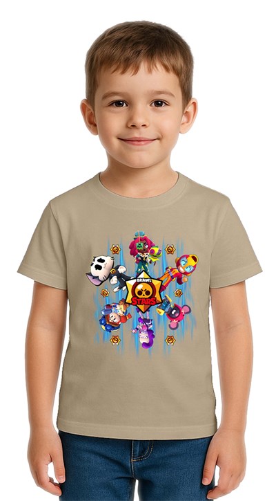 Unisex Brawl Stars Baskılı Çocuk Tişört pamuklu penye kumaş