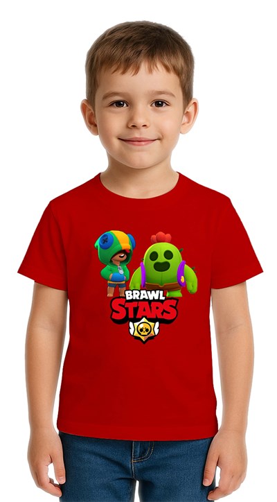 Unisex Brawl Stars Baskılı Çocuk Tişört pamuklu penye kumaş