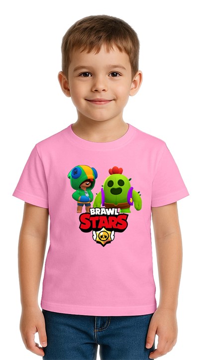 Unisex Brawl Stars Baskılı Çocuk Tişört pamuklu penye kumaş
