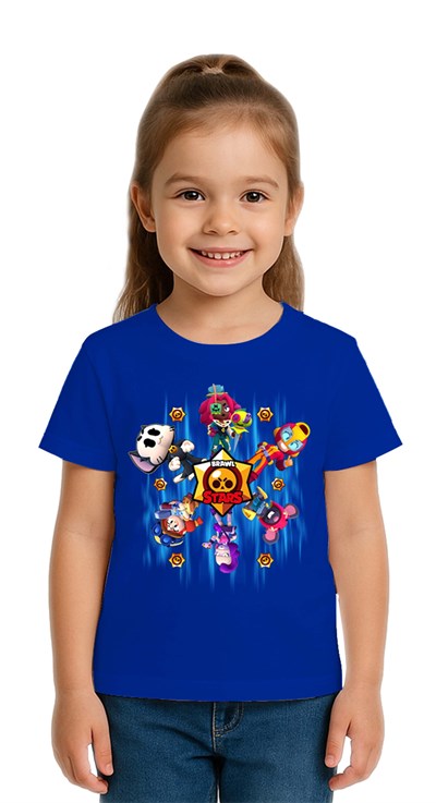 Unisex Brawl Stars Baskılı Çocuk Tişört pamuklu penye kumaş