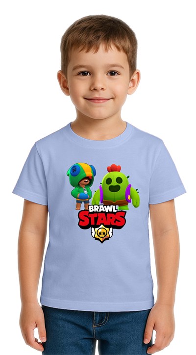 Unisex Brawl Stars Baskılı Çocuk Tişört pamuklu penye kumaş
