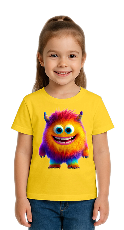 Unisex Canavar Monster Baskılı  Çocuk Tişört pamuklu penye kumaş