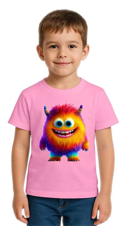 Unisex Canavar Monster Baskılı  Çocuk Tişört pamuklu penye kumaş