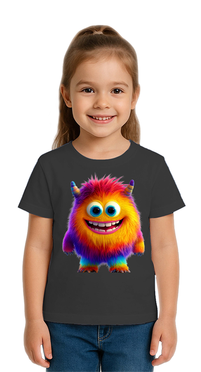 Unisex Canavar Monster Baskılı  Çocuk Tişört pamuklu penye kumaş