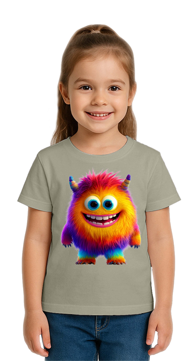 Unisex Canavar Monster Baskılı  Çocuk Tişört pamuklu penye kumaş