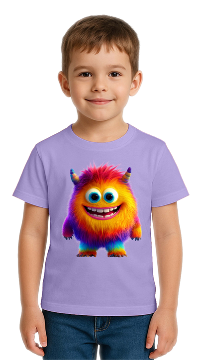 Unisex Canavar Monster Baskılı  Çocuk Tişört pamuklu penye kumaş