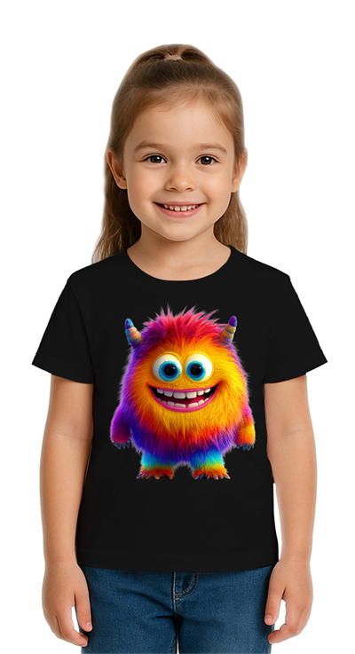 Unisex Canavar Monster Baskılı  Çocuk Tişört pamuklu penye kumaş
