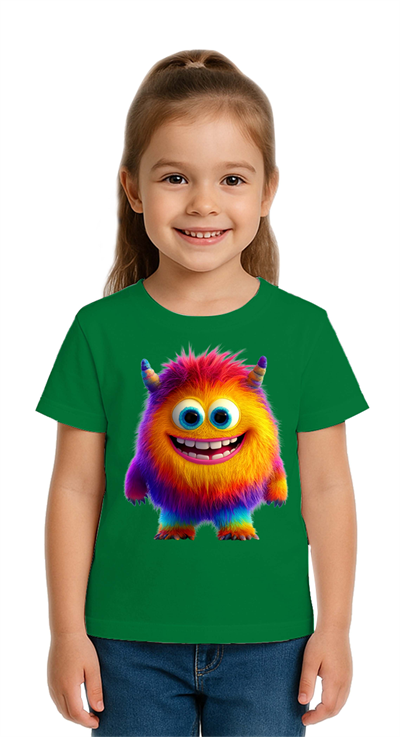 Unisex Canavar Monster Baskılı  Çocuk Tişört pamuklu penye kumaş