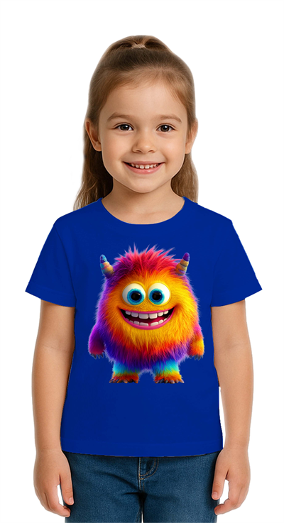 Unisex Canavar Monster Baskılı  Çocuk Tişört pamuklu penye kumaş