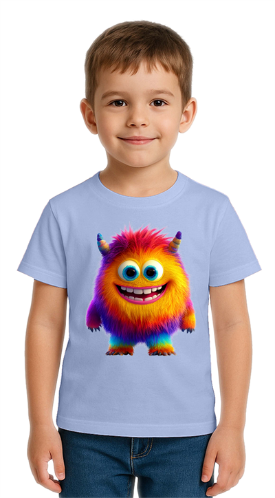 Unisex Canavar Monster Baskılı  Çocuk Tişört pamuklu penye kumaş