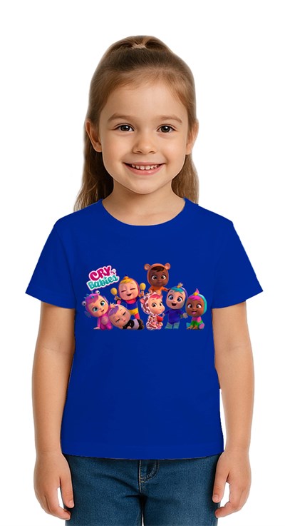 Unisex Cry Babies baskılı Çocuk Tişört pamuklu penye kumaş