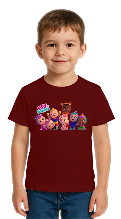 Unisex Cry Babies baskılı Çocuk Tişört pamuklu penye kumaş