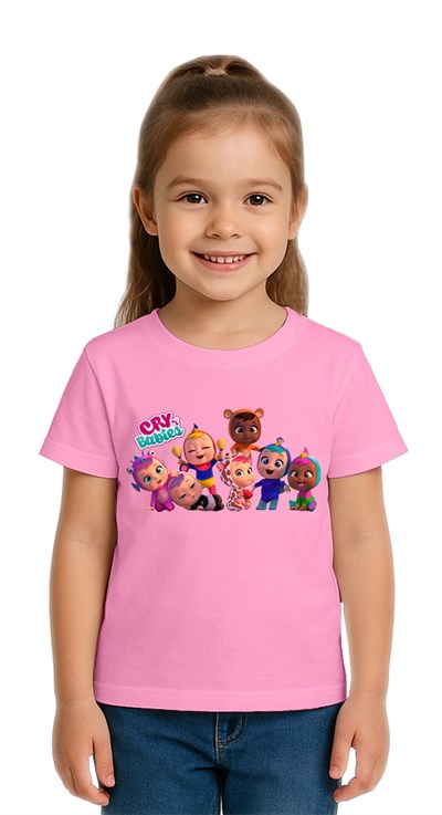 Unisex Cry Babies baskılı Çocuk Tişört pamuklu penye kumaş