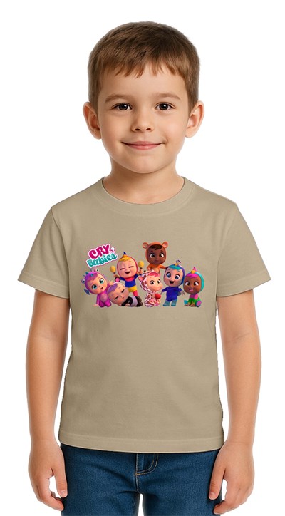 Unisex Cry Babies baskılı Çocuk Tişört pamuklu penye kumaş