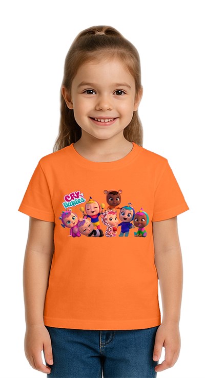 Unisex Cry Babies baskılı Çocuk Tişört pamuklu penye kumaş