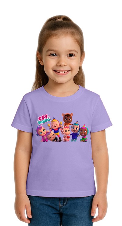 Unisex Cry Babies baskılı Çocuk Tişört pamuklu penye kumaş