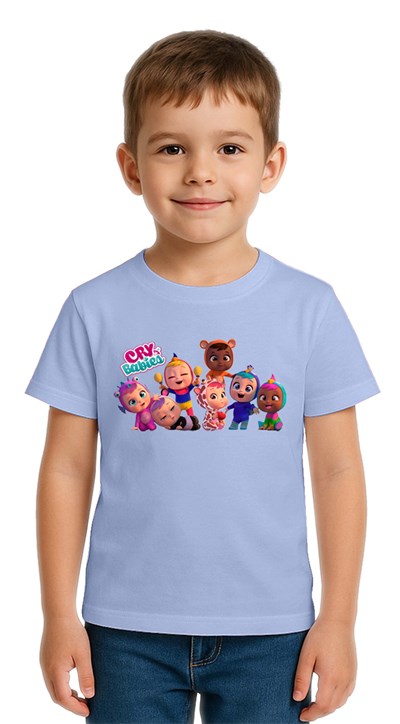 Unisex Cry Babies baskılı Çocuk Tişört pamuklu penye kumaş