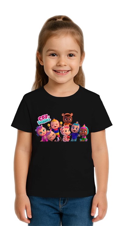 Unisex Cry Babies baskılı Çocuk Tişört pamuklu penye kumaş