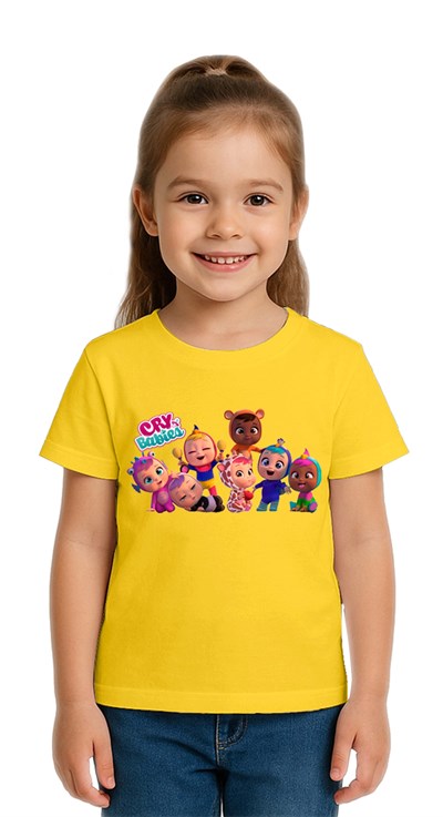 Unisex Cry Babies baskılı Çocuk Tişört pamuklu penye kumaş