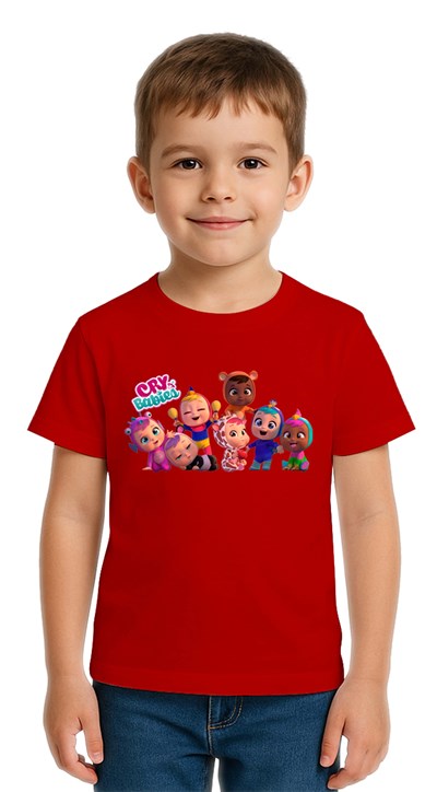 Unisex Cry Babies baskılı Çocuk Tişört pamuklu penye kumaş