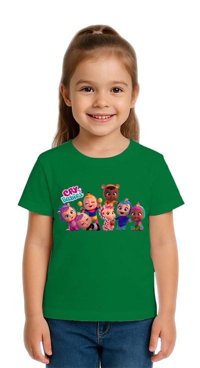 Unisex Cry Babies baskılı Çocuk Tişört pamuklu penye kumaş