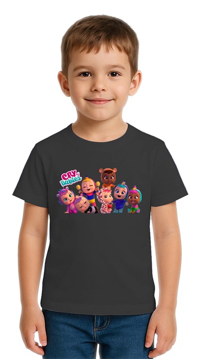 Unisex Cry Babies baskılı Çocuk Tişört pamuklu penye kumaş