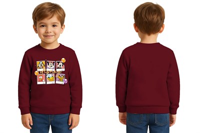 Unisex Disney Baskılı Çocuk Swaetshirt 3 İplik Şardonlu