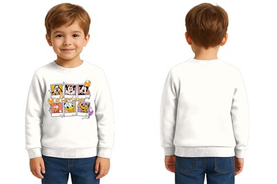 Unisex Disney Baskılı Çocuk Swaetshirt 3 İplik Şardonlu