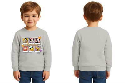 Unisex Disney Baskılı Çocuk Swaetshirt 3 İplik Şardonlu
