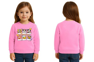 Unisex Disney Baskılı Çocuk Swaetshirt 3 İplik Şardonlu