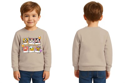Unisex Disney Baskılı Çocuk Swaetshirt 3 İplik Şardonlu