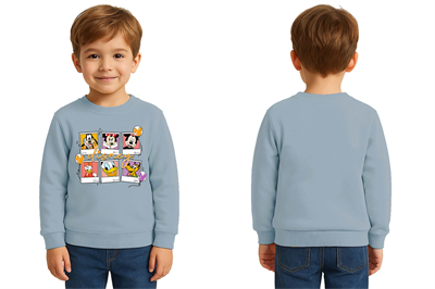 Unisex Disney Baskılı Çocuk Swaetshirt 3 İplik Şardonlu