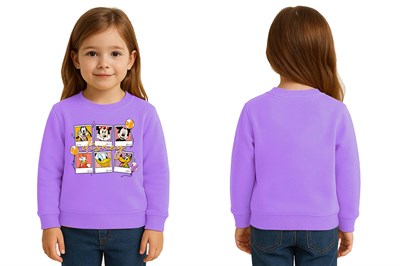 Unisex Disney Baskılı Çocuk Swaetshirt 3 İplik Şardonlu