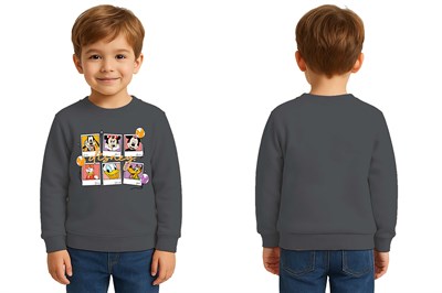 Unisex Disney Baskılı Çocuk Swaetshirt 3 İplik Şardonlu