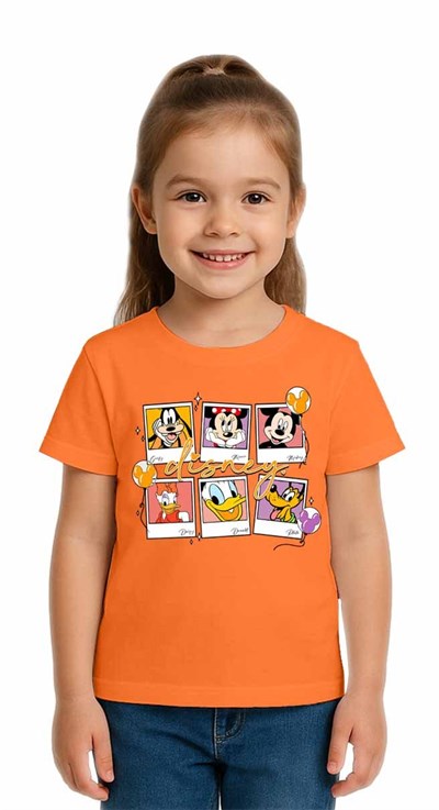 Unisex Disney Baskılı Çocuk Tişört pamuklu penye kumaş