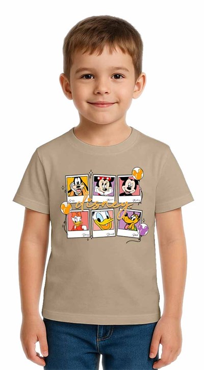 Unisex Disney Baskılı Çocuk Tişört pamuklu penye kumaş