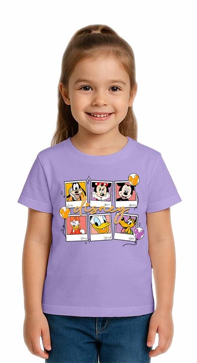 Unisex Disney Baskılı Çocuk Tişört pamuklu penye kumaş