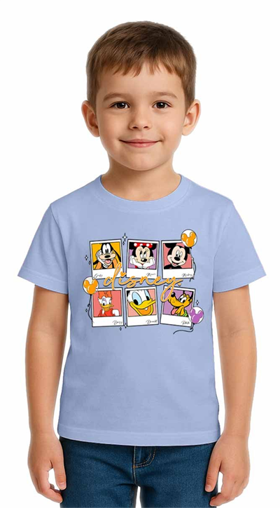 Unisex Disney Baskılı Çocuk Tişört pamuklu penye kumaş