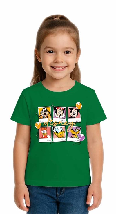 Unisex Disney Baskılı Çocuk Tişört pamuklu penye kumaş