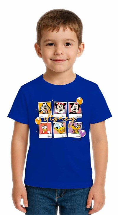 Unisex Disney Baskılı Çocuk Tişört pamuklu penye kumaş