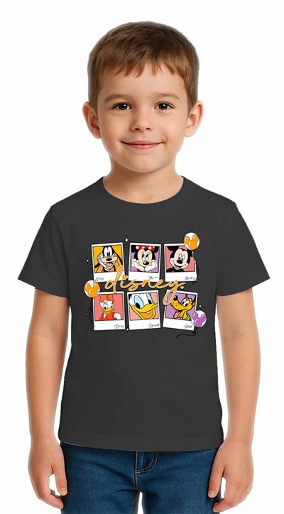 Unisex Disney Baskılı Çocuk Tişört pamuklu penye kumaş